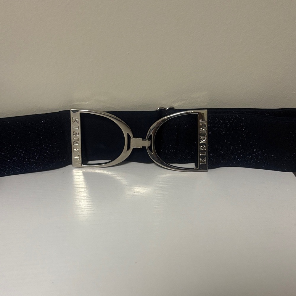Kismet navy sparkly belt with Silver stirrup Buckle